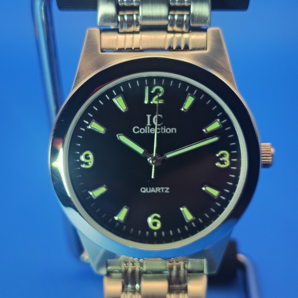New! Vintage 2001 IC Collection 38mm Mens Quartz‎ Fashion Dress Watch Lume *NOS
